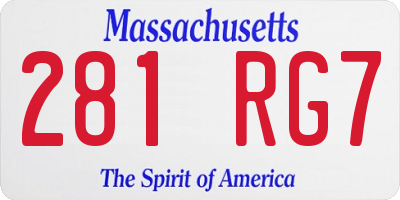 MA license plate 281RG7