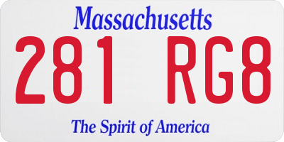 MA license plate 281RG8