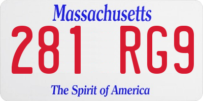 MA license plate 281RG9