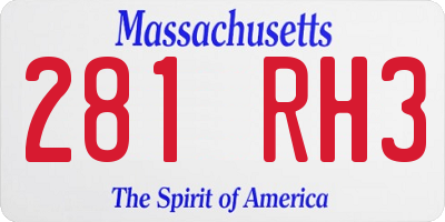 MA license plate 281RH3