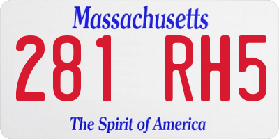 MA license plate 281RH5