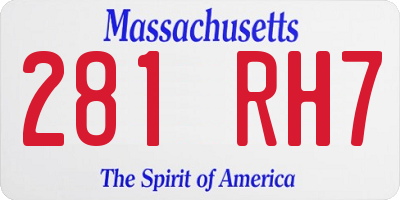 MA license plate 281RH7