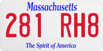 MA license plate 281RH8