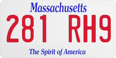 MA license plate 281RH9