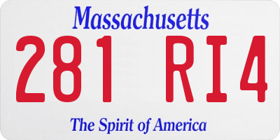 MA license plate 281RI4