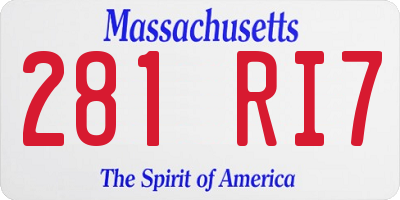 MA license plate 281RI7