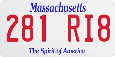 MA license plate 281RI8