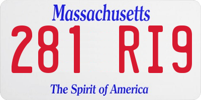 MA license plate 281RI9