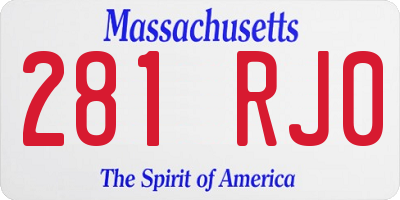 MA license plate 281RJ0