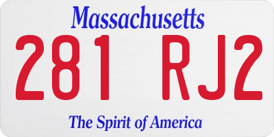MA license plate 281RJ2