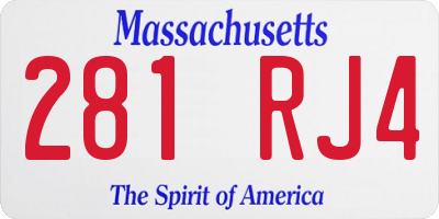 MA license plate 281RJ4