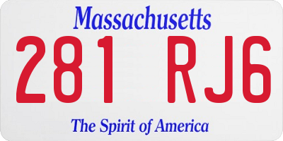 MA license plate 281RJ6