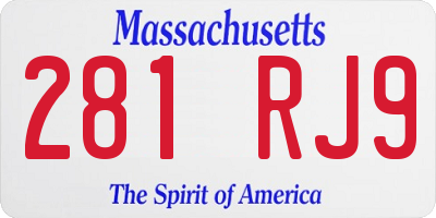 MA license plate 281RJ9