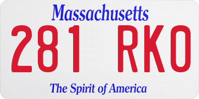 MA license plate 281RK0