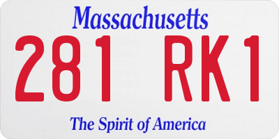 MA license plate 281RK1