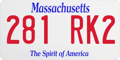 MA license plate 281RK2