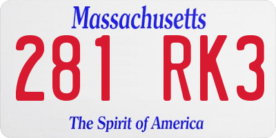 MA license plate 281RK3