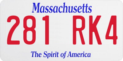MA license plate 281RK4