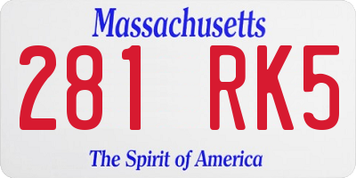 MA license plate 281RK5