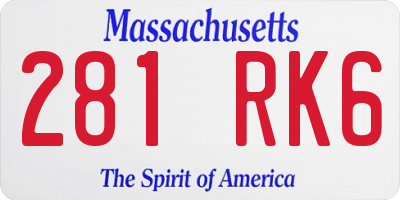 MA license plate 281RK6