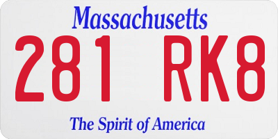 MA license plate 281RK8