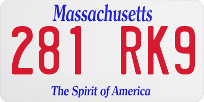 MA license plate 281RK9