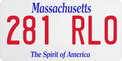 MA license plate 281RL0