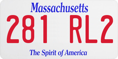 MA license plate 281RL2