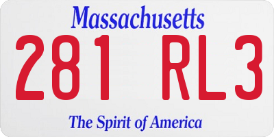 MA license plate 281RL3
