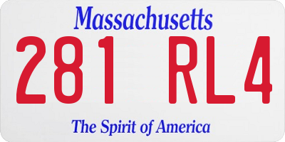 MA license plate 281RL4