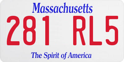 MA license plate 281RL5