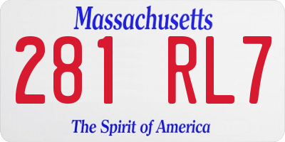 MA license plate 281RL7