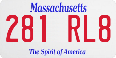 MA license plate 281RL8