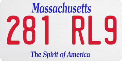 MA license plate 281RL9