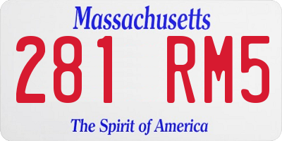 MA license plate 281RM5