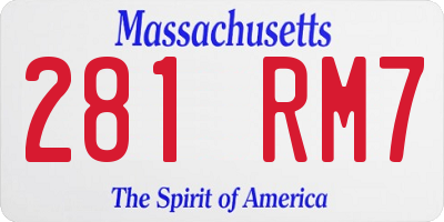 MA license plate 281RM7