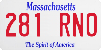 MA license plate 281RN0