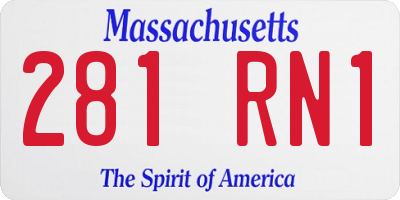 MA license plate 281RN1