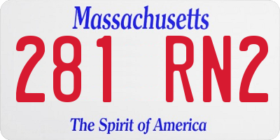 MA license plate 281RN2