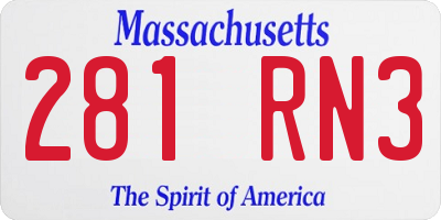MA license plate 281RN3