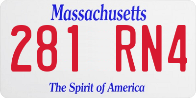 MA license plate 281RN4