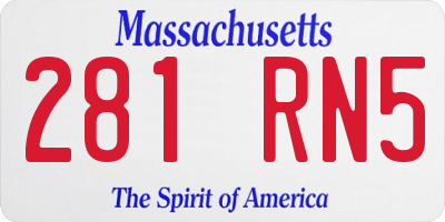 MA license plate 281RN5
