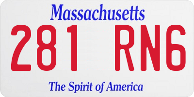 MA license plate 281RN6