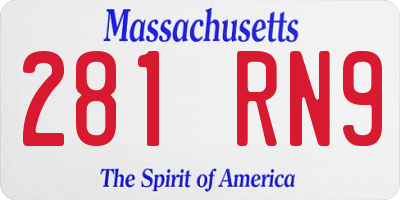 MA license plate 281RN9