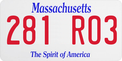 MA license plate 281RO3