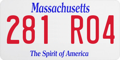 MA license plate 281RO4