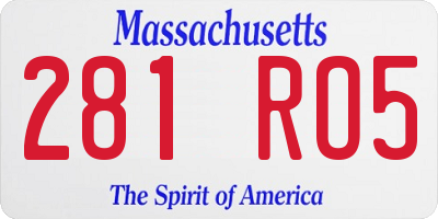 MA license plate 281RO5