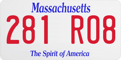 MA license plate 281RO8