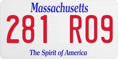 MA license plate 281RO9