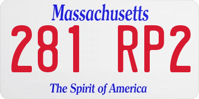 MA license plate 281RP2